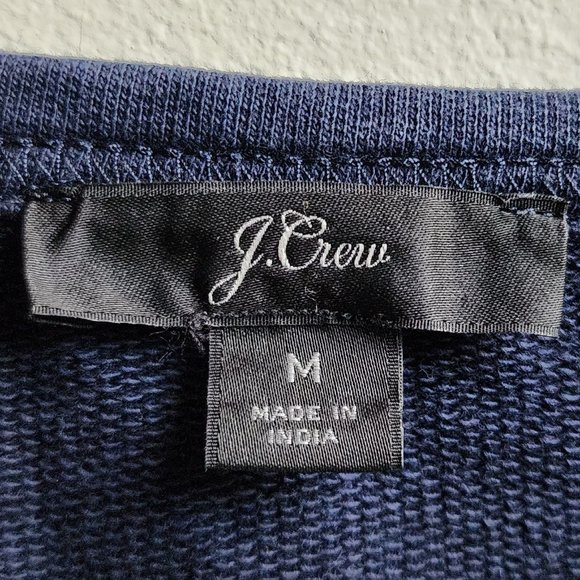 J. Crew Navy Eyelet Lace Trimmed Scoop Neck Sweatshirt Size Medium - Picture 7 of 12